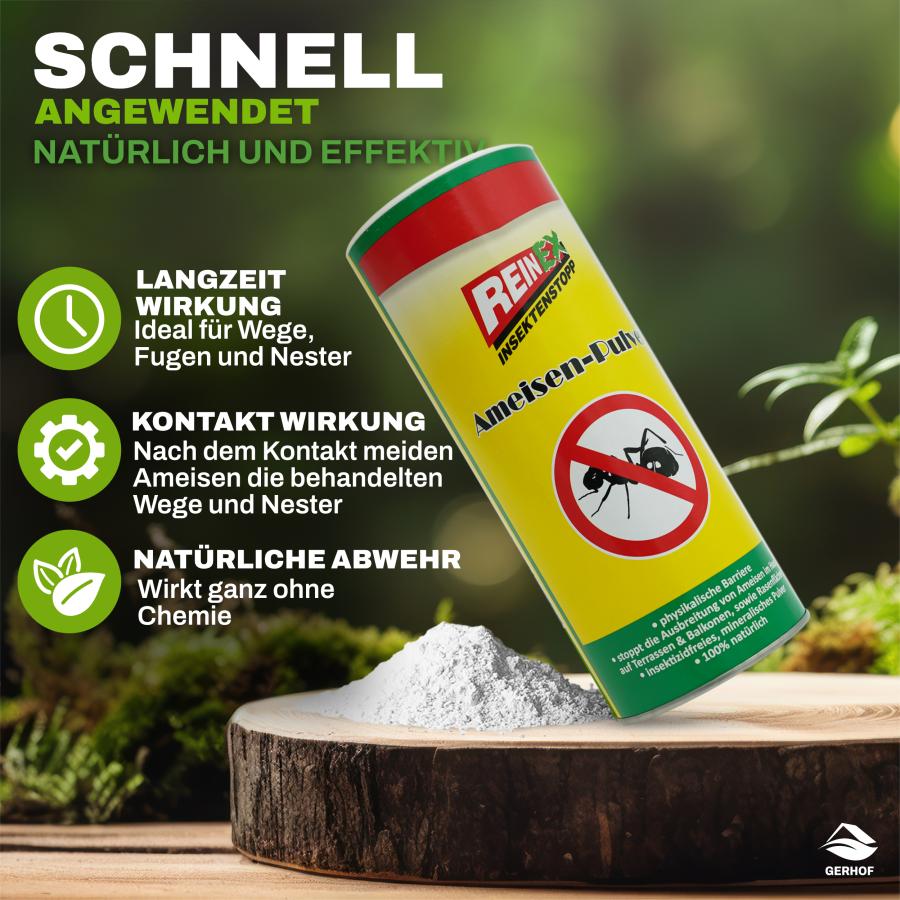 Reinex 250g, Ameisenpulver, Ameisenmittel, Ameisen Streumittel, Mittel gegen Insekten, zum Streuen und Gießen Ameisenstopp, Ameisenköder für den Innen und Außenbereich geeignet